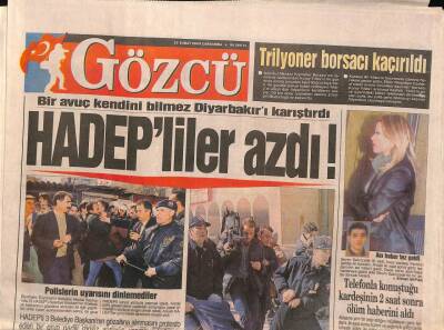 Gözcü Gazetesi 23 Şubat 2000 - Yemedikleri Halt Kalmamış , Hizbullahçılara Uyuşturucu Fetvası ! GZ93801 - 1