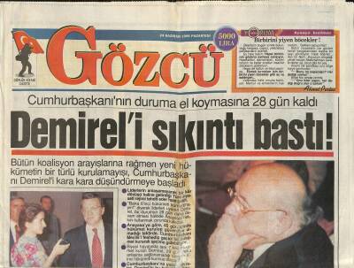 Gözcü Gazetesi 24 Haziran 1996 - Papandreu Öldü Liani Büyük Mirasa Kondu - Demireli Sıkıntı Bastı ! GZ123128 - 1