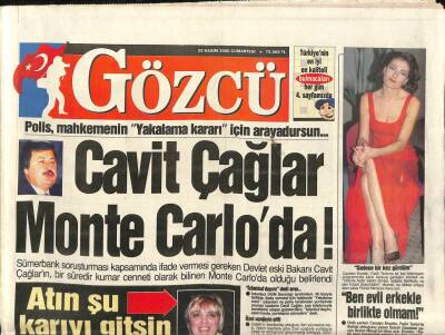 Gözcü Gazetesi 25 Kasım 2000 - Cavit Çağlar Monte Carloda ! - Cüneyt Arkından İlginç Açıklama Akıllı Erkek Kılıbık Olmalı GZ96662 - 1