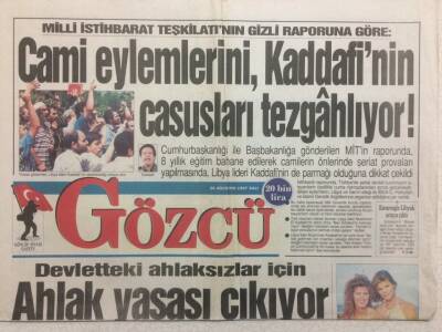 Gözcü Gazetesi 26 Ağustos 1997 - Cami Eylemlerini Kaddafinin Casusları Tezgahları GZ34101 - 1