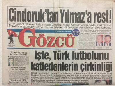 Gözcü Gazetesi 27 Ağustos 1997 - Cindoruktan Yılmaza Rest GZ34100 - 1