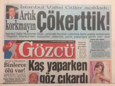 Gözcü Gazetesi 27 Aralık 2003 - Deniz Sekinin Şanslarını Aşk Ve Hırçınlık Açtı GZ24299 - 1
