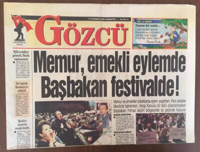 Gözcü Gazetesi 27 Haziran 1998 - Memur Emekli Eylemde Başbakan Festivalde ! GZ10091 - 1
