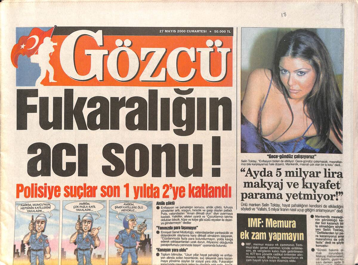 Gözcü Gazetesi 27 Mayıs 2000 - Türkan Şoray Ve Şener Şen Partide El Ele Göz Göze Dans Etti - Cimbom'a Can Feda GZ2078 - 1