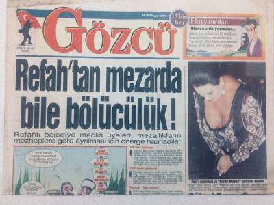 Gözcü Gazetesi - 28 Mart 1997 - Refah Partisinden Mezarda Bile Bölücülük! GZ46855 - 1