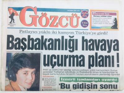 Gözcü Gazetesi - 29 Kasım 1996 - Başbakanlığı Havaya Uçurma Planı GZ46420 - 2