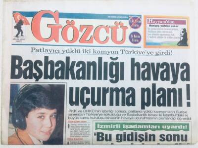 Gözcü Gazetesi - 29 Kasım 1996 - Başbakanlığı Havaya Uçurma Planı GZ46420 - 1