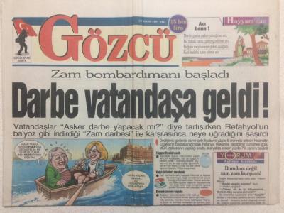 Gözcü Gazetesi 29 Nisan 1997 - Zam Bombardımanı Başladı,Hülya Avşarın Keyfi Yerinde GZ24290 - 1