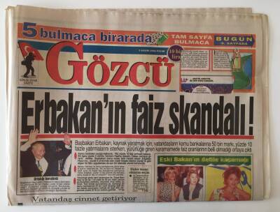 Gözcü Gazetesi 3 Kasım 1996 - Erbakanın Faiz Skandalı GZ11012 - 2