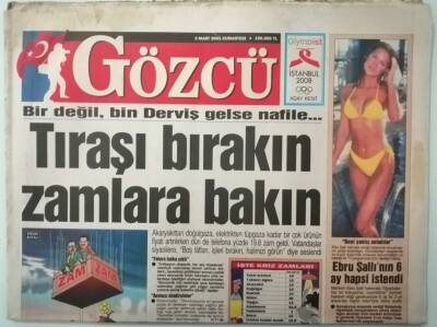 Gözcü Gazetesi 3 Mart 2001 Bir Değil Bin Derviş Gelse Nafile -GZ37414 - 1