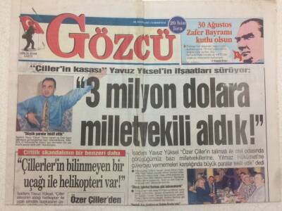 Gözcü Gazetesi 30 Ağustos 1997 - Erol Taş,Bana Demirel Sahip Çıktı GZ52092 - 1