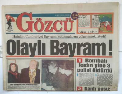 Gözcü Gazetesi 30 Ekim 1996 - Bombalı Kadın Yine 3 Polisi Öldürdü GZ7853 - 1