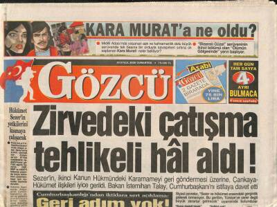 Gözcü Gazetesi 30 Eylül 2000 - Kara Murata Ne Oldu ? - Kutan Gezilerini İptal Etti GZ105597 - 1