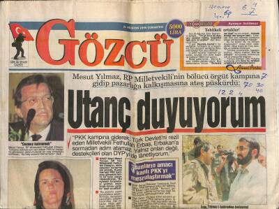 Gözcü Gazetesi 31 Ağustos 1996 - Mirkelam , Annesini Evlendirdi - İşte , Rusyadaki PKK Köyü GZ123167 - 1