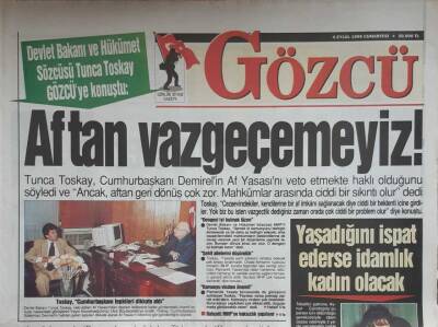 Gözcü Gazetesi 4 Eylül 1999-Yaşadığını İspat Ederse İdamlık Kadın Olacak GZ45690 - 1