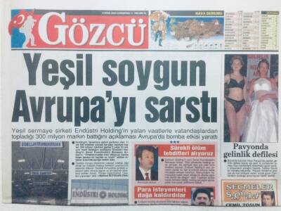 Gözcü Gazetesi 4 Ocak 2003 - Yeşil Soygun Avrupayı Sarstı GZ43159 - 1