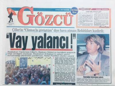 Gözcü Gazetesi 5 Eylül 1996 - Tansu Çiller Kıvırmaya Başladı GZ42148 - 1