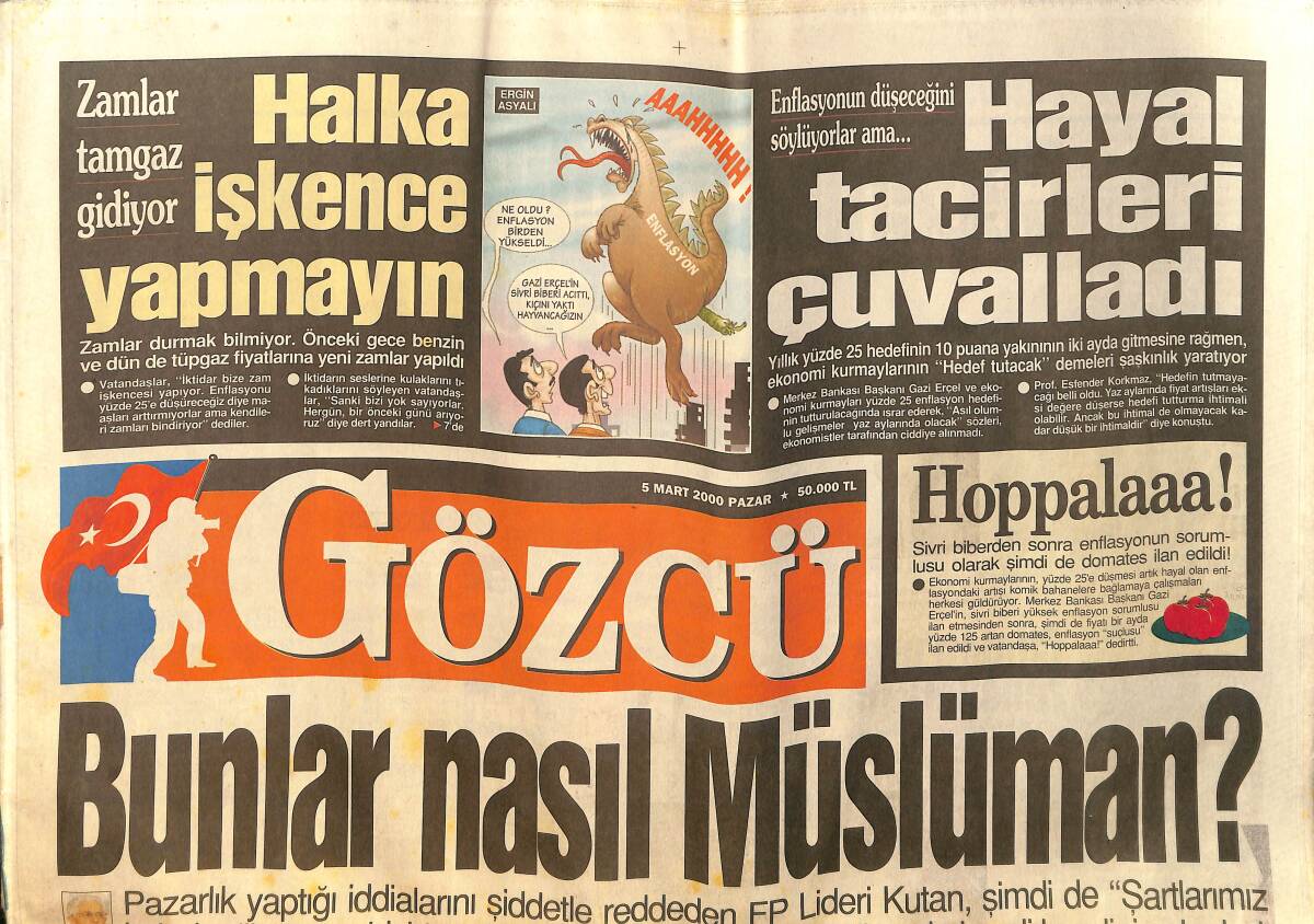 Gözcü Gazetesi 5 Mart 2000 - Hülya Avşar Kocasının Çapkınlıklarından Dertli - Çeçenlerin İntikamı Acı Oldu GZ157476 - 1