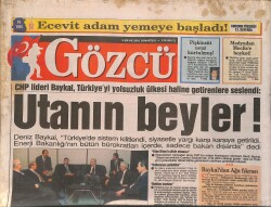 Gözcü Gazetesi 5 Mayıs 2001 - Trabzon Jet Gibi - CHP Lideri Baykal, Türkiye'yi Yolsuzluk Ülkesi Haline Getirenlere Seslendi: Utanın GZ3221 - Gökçekoleksiyon