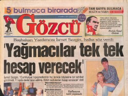 Gözcü Gazetesi 5 Temmuz 1997 - Sibel Can'a Dost Kazığı - Fahrettin Arslan'ın Keşfettiği Seda Sayan GZ3169 - Gökçekoleksiyon