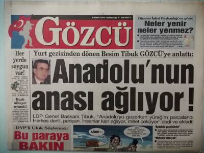 Gözcü Gazetesi 6 Nisan 2002 Yargıtaydan Liderlere Mal Varlığı Uyarısı -GZ37416 - 1