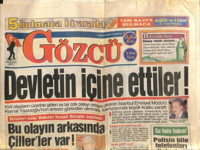 Gözcü Gazetesi 7 Aralık 1996 - Harika Avcının En Kapalı Kıyafeti - Devletin İçine Ettiler ! GZ123177 - 1