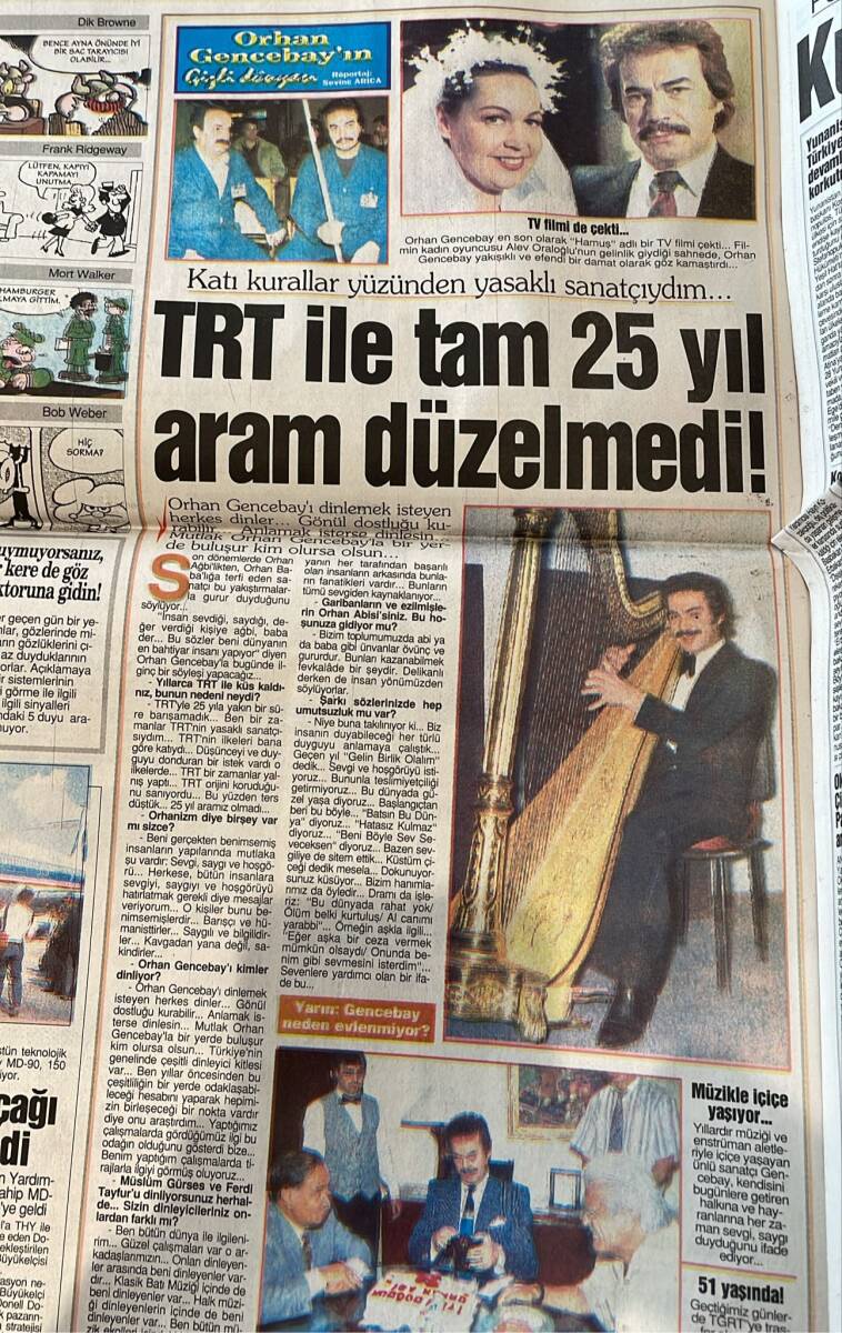 Gözcü Gazetesi 7 Eylül 1996 - Orhan Gencebay'ın Gizli Dünyası - Seda Sayan: Üçüncü Kocam Memur Olsun GZ3363 - 2