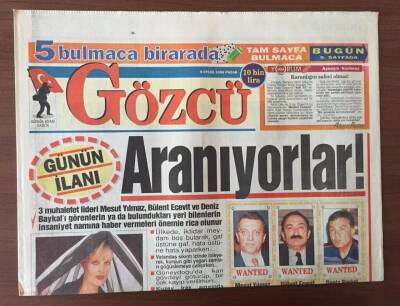 Gözcü Gazetesi 8 Eylül 1996 - Cahil Ve Beceriksiz İktidar Ülkeyi Karanlığa Sürüklerken Muhalefet Liderleri Nerede GZ10252 - 1
