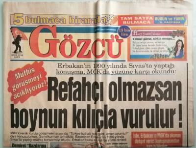 Gözcü Gazetesi 8 Mart 1997 Erbakan Türkiyeyi Asyadan Da Kovduracak -GZ44021 - 2