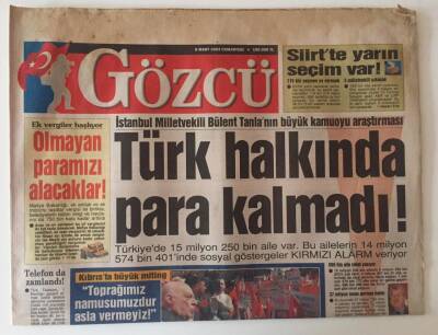 Gözcü Gazetesi 8 Mart 2003 - Türk Halkında Para Kalmadı ! GZ31310 - 1
