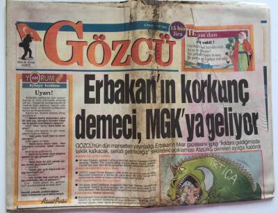 Gözcü Gazetesi 8 Nisan 1997 - Erbakanın Korkunç Demeci MGKya Geliyor GZ39156 - 1