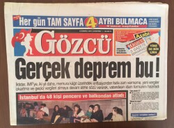 Gözcü Gazetesi 8 Temmuz 2000 -IMFye Verilen Ek İyi Niyet Mektubu Ekonomik Depremdir GZ10094 - 1