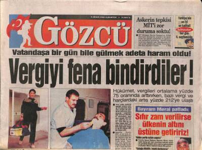 Gözcü Gazetesi 9 Aralık 2000 - Başbakan Titredikçe Bankalar Batıyor ! GZ92129 - 1