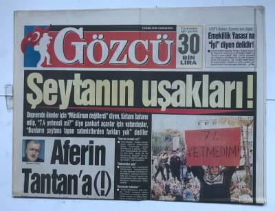 Gözcü Gazetesi 9 Ekim 1999 - Şeytanın Uşakları ! GZ8578 - 1