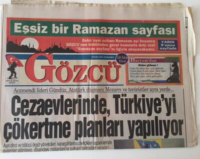 Gözcü Gazetesi - 9 Ocak 1997 - Cezaevlerinde , Türkiyeyi Çökertme Planları Yapılıyor - GZ43725 - 2