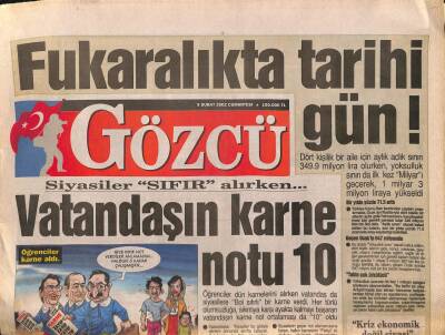 Gözcü Gazetesi 9 Şubat 2002 - Yıllardır Halkına Kan Kusturan Saddan Akıllanmaz - Ağır Vergileri Kimse Ödeyemedi GZ95325 - 1