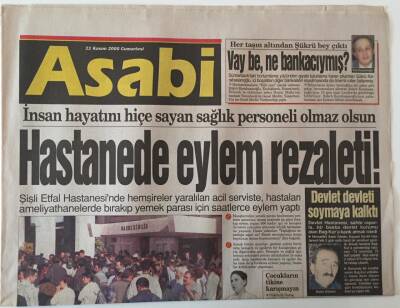 Gözcü Gazetesi Asabi Eki 11 Kasım 2000 - Hastanede Eylem Rezaleti GZ26656 - 1