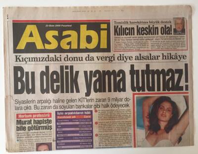 Gözcü Gazetesi Asabi Eki 23 Ekim 2000 - Sivaslı Cindy , Artık Senaryo Yazarı Oldu GZ31294 - 1