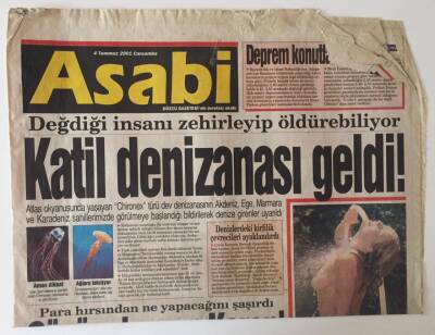 Gözcü Gazetesi Asabi Eki 4 Temmuz 2001 - Katil Denizanası Geldi GZ31296 - 1