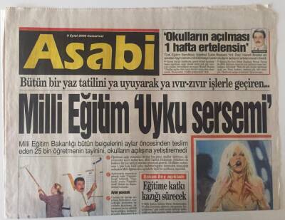 Gözcü Gazetesi Asabi Eki 9 Eylül 2000 - Milli Eğitim Uyku Sersemi GZ26257 - 1