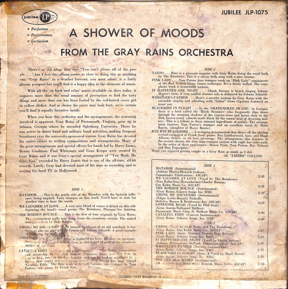 Gray Rains Orchestra – A Shower Of Moods LP PLAK (Açıklamayı Okuyunuz) PLK26726 - 2