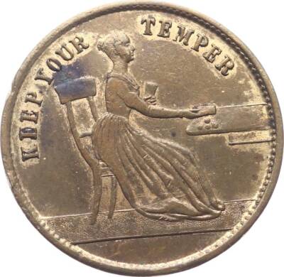 Great Britain – Versilbert 1850 Victoria Regina “Keep Your Temper” Jeton JTF424 - 2