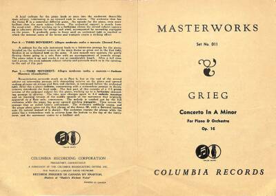 Grieg, Walter Gieseking, Berlin State Opera House Orchestra*, Hans Rosbaud – Concerto In A Minor (1940s -Canada) TAŞ PLAK 4lü Set (109) PLK18389 - 2
