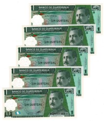 Guatemala 2012 Yılı 1 Quetzal (5 Adet) Polimer ÇİL YKP8806 - Gökçekoleksiyon