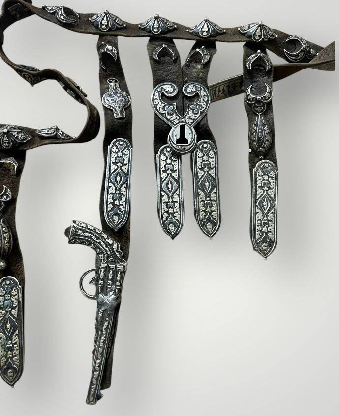 Gümüş Savatlı Antika Çerkez Kemeri AOB5086 - 2