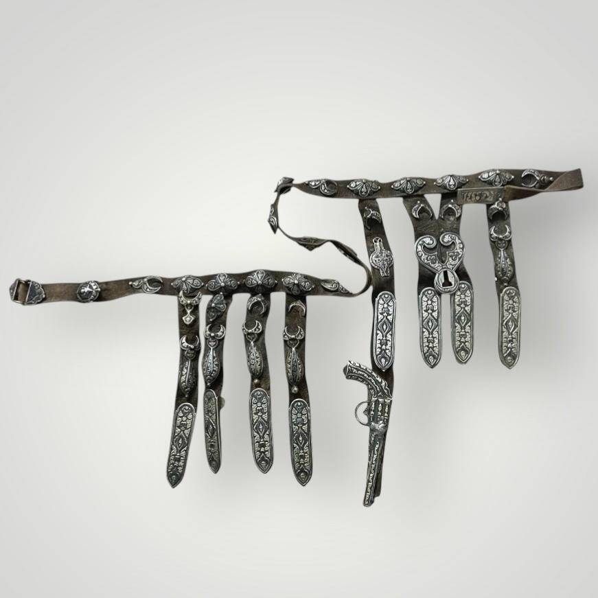 Gümüş Savatlı Antika Çerkez Kemeri AOB5086 - 1