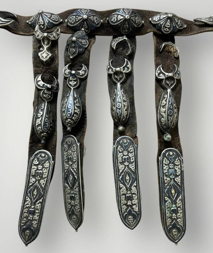 Gümüş Savatlı Antika Çerkez Kemeri AOB5086 - 4