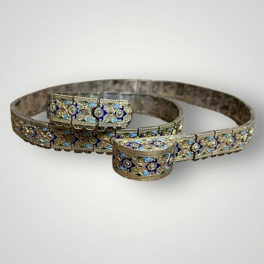 Gümüş Mineli Damgalı Antika Çerkez Kemeri AOB5091 - 1