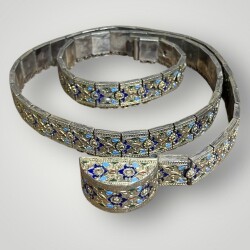 Gümüş Mineli Damgalı Antika Çerkez Kemeri AOB5091 - 7