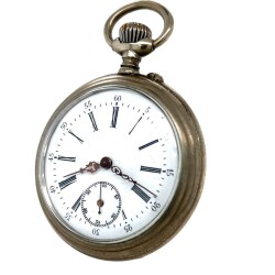 Gümüş Porselen Kadran Kurmalı Cep Saati – Usta İmzalı Arka Kapak | 48.5 mm (#2.18) SAA298 - Gökçekoleksiyon